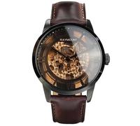 FORSINING Men's Automatic Watch with Mechanical Movement, Skeleton Dial and Leather Band, Brown