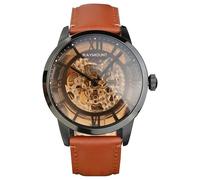 FORSINING Men's Automatic Watch with Mechanical Movement, Skeleton Dial and Leather Band, Light Brown