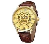 FORSINING Men's Casual Automatic Movement Skeleton Analog Dial Wristwatch with Leather Strap