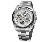 FORSINING Men's Casual Self-winding Movement Analogue Dial Skeleton Watch with Stianless Steel Bracelet
