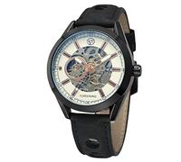 FORSINING Men's Exposed Mechanical Vintage Skeleton Clock Male Antique Steampunk Automatic Leather Watches