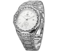 FORSINING Men's Fashion Vintage Watch Automatic Watch for Men Waterproof Date Minimalist Mechanical Wrist Watch with Stainless Steel Bracelet, 5 Silver and White, Retro