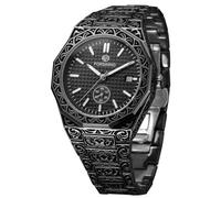 FORSINING Men's Fashion Vintage Watch Automatic Watch for Men Waterproof Date Minimalist Mechanical Wrist Watch with Stainless Steel Bracelet, 3 Black, Retro