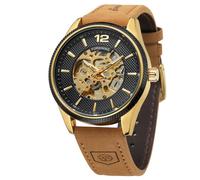 FORSINING Men's Manual Wind Automatic Minimalist Simple Analog Dial Fashion Leather Strap Wrist Watch