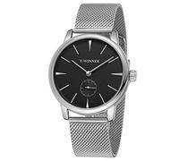 Forsining Men's Mechanical Hand-Wind Analog Sport Style Wristwatch with Leather Strap, Black Silver Beige, business