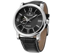 FORSINING Men's Mechanical Hand Wind Easy Reading Vintage Wrist Watch with Leather Strap
