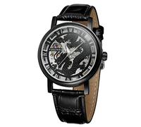 FORSINING Men's Modern Design Hand Wind Movement Export Vintage Skeleton Dial Leather Strap Dress Watch