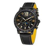 FORSINING Men's Moon Phase Luxury Brand Day Calendar Automatic Vintage Leather Strap Wrist Watch