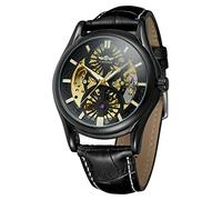 FORSINING Men's Popular Self-Winding Analogue Dial Skeleton Wristwatch with Leather Strap
