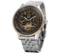 Forsining Men's Self Winding Waterproof Automatic Stainless Steel Skeleton Tourbillon Calendar Wrist Watch
