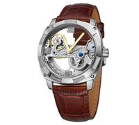 FORSINING Men's Skeleton Automatic Fashion Casual Analogue Dial Wristwatch with Leather Strap