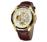 FORSINING Men's Skeleton Mechanical Watch Reloj Automatic Movtment Male Clock with Genuine Leather Strap