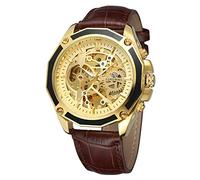 FORSINING Men's Skeleton Mechanical Watch Reloj Quality Automatic Movement Male Clock with Genuine Leather Strap