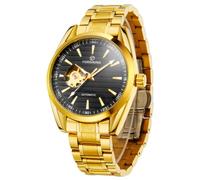 FORSINING Men's Stainless Steel Automatic Watch Analog Easy Reader Wristwatch (Gold and Black)