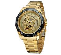 FORSINING Men's Stainless Steel Band Classic Series Transparent Movement Steampunk Automatic Skeleton Watch