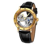 FORSINING Men's Unique Design Automatic Movement Analog Dial Popular Style Skeleton Watch with Leather Strap