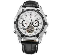 Forsining Men's Vintage Automatic Self-Winding Tourbillon Day Calendar Leather Wrist Watch FSG340M3T2
