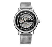 FORSINING Men's Vintage Mechanical Magnetic Band Chronograph Waterproof Skeleton Dial Watch (3-Silver)