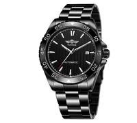 FORSINING Men's Vintage Waterproof Automatic Sport Watch Stainless Steel Calendar Luminous Black Collection Watch