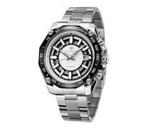 FORSINING Men's Watch Self-Winding Vintage Automatic Stainless Steel Calendar Date Military Wrist Watch, White Black Sliver, Retro