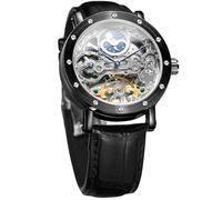 FORSINING Men's Watches Moon Phase Tourbillon Skeleton Watch Fashion Business Party Wrist Watch with Genuine Leather Strap