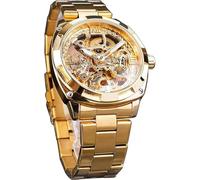 Forsining Retro Luxury Men's Automatic Mechanical Wirst Watches Full Golden Flower Engraving Designer Skeleton Watch Male