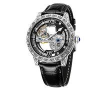 FORSINING Skeleton Watch for Men Automatic Luminous Self Winding Steampunk Dress Wrist Watch, Transparent, Mechanical,Skeleton Watch