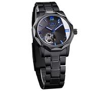 FORSINING Waterproof Skeleton Watch for Men Black Mechanical Wristwatch Royal Design Man's Automatic Military Watches Business Style Luminous Stainless Steel Clock, Black, Skeleton Watch,Mechanical