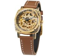 FORSINING Women Automatic Vintage Watch Waterproof Lady Fashion Self Winding Wrist Watch with Genuine Leather Strap