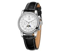 FORSINING Women Waterproof Automatic Business Watch Lady Calendar Self Winding Stainless Steel Moon Phase Wrist Watch, 2-Whie, Modern
