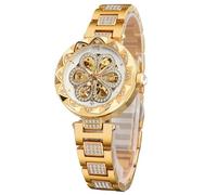 FORSINING Women's Automatic Mechanical Watches, Skeleton Steampunk Watch with Diamond and Carving, Flower Craft, Cold Watch for Women, Minimalist Retro Design, Mechanical Skeleton Wrist Watch,