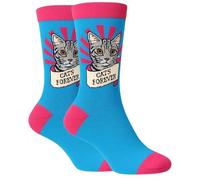 forsocksake 1 Pair Cats Forever Novelty Socks Size 4-8 Cat Lady Cat Lover Socks