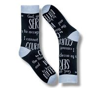 forsocksake 1 Pair Serenity Prayer Socks Size 6-11 Sobriety Birthday Spiritual Inspirational Soberversary Encouragement Sober Anniversary