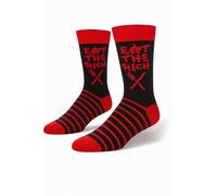 forsocksake Eat The Rich Socks - Festival Streetwear - Punk Anarchist Protest Crew Socks, Black & Red Novelty Socks for Men & Women, Unisex Size 6-11
