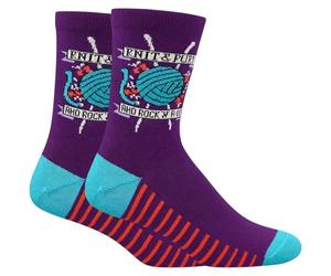 forsocksake Knit & Purl and Rock ‘n’ Roll Novelty Knitting Themed Socks Size 4-8 Knitter Gift