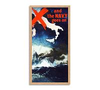 Forster War WWII UK Navy Goes On Italy Sicily Advert Framed Wall Art Print Long 25X12 Inch