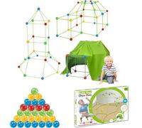 Fort Building Kit for Kids - 120 PCS DIY Den Building Set with Connecting Sticks & Balls for Creative Play, STEM Construction Toys for Tents & Hideouts