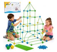 Fort Building Kit for Kids 168 PCS, STEM Construction Set with 48 Rods, 24 Balls & 96 Connectors, Fort Builder Toy for Boys & Girls, DIY Playhouse, Castle & Den Building Kit