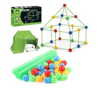 Fort Building Kit for Kids,Build a Fort Set Construction Toys,Den Building Kit DIY Play Tent,Build your Own Den,STEM Building Toys,Creative Fort, Secret Base,Play House Toy (45 balls+75 sticks+cloth)