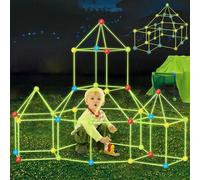 Fort Building Kit, Glow in the Dark 120 Pcs Den Building Kit for Kids Puzzle Den Making Kit DIY Crazy Forts Construction Toys for Boys Girls