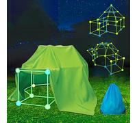 Fort Building Kit, Glow in the Dark 155 Pcs den building kit for kids Construction Toys DIY creative forts Indoor Outdoor Boys And Girls 5 6 7 8 9 10 years old