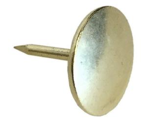 Fort Fasteners 16mm Brassed Drugget Nails, Gold Tone Round Thumb Push Pins For Furniture, Sofa & Headboard (Pack Of 15)