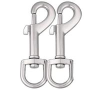 Fort Fasteners 360° Swivel Snap Hook Clips, Zinc Alloy, Heavy Duty for Dog Leads and Key Chains, 2-Pack, Silver