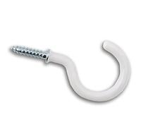 Fort Fasteners Cup Hooks, Shouldered 25mm (1 Inch) White Plastic Coated 24 Hooks