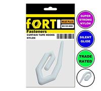 Fort Fasteners Curtain Glider Tape Hooks Standard Nylon White Midi 80 Hooks