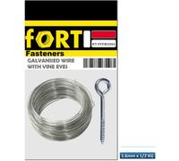 Fort Fasteners Galvanised Wire 1.6mm X 30M With 50Pcs 75mm Vines Eyes 1 Set