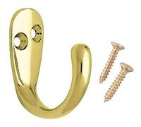 Fort Fasteners Robe Hooks Single Brass Plated Pack of 4