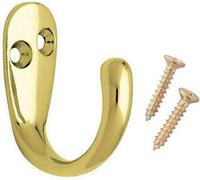 Fort Fasteners Robe Hooks Single Brass Plated Pack Of 4