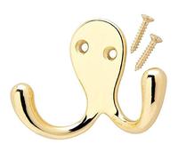 Fort Fasteners Robe Hooks Twin Brass Plated Pack of 6