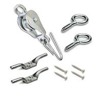 Fort Fasteners Washing Line Pulley Kits with Screw Eyes and Cleat Hooks
